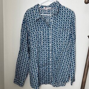 Boden Blue and White Button Down Shirt